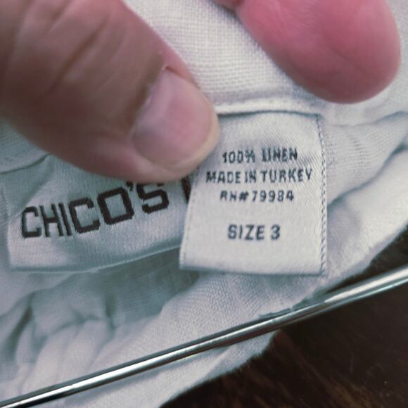 Chico's White Linen Wide Leg Pants Lagenlook Size 3 Large - Picture 2 of 9